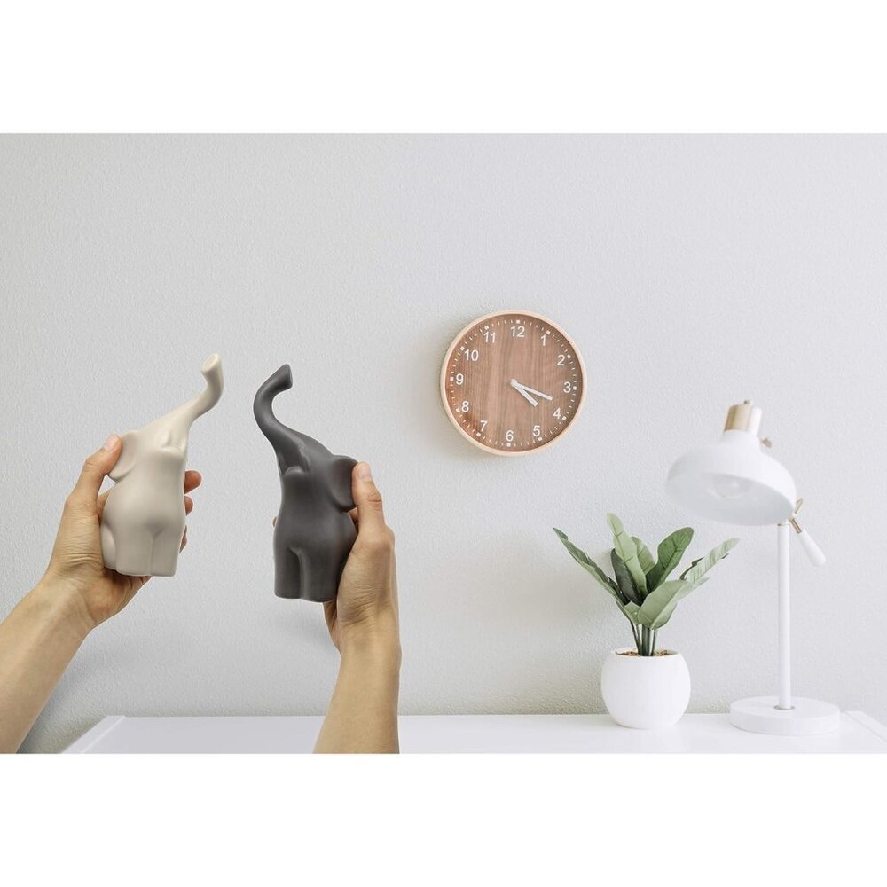 Loving Pair of Elephants in Beige & Grey Modern Ceramic Sculpture Figurine - Picture 5 of 6